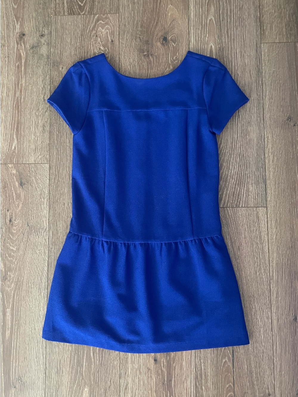 Royal Blue Crepe Drop-Waist Mini Dress